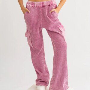 Pink Casual comfy cargo pants